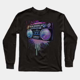 80s Boom Box Splat Long Sleeve T-Shirt